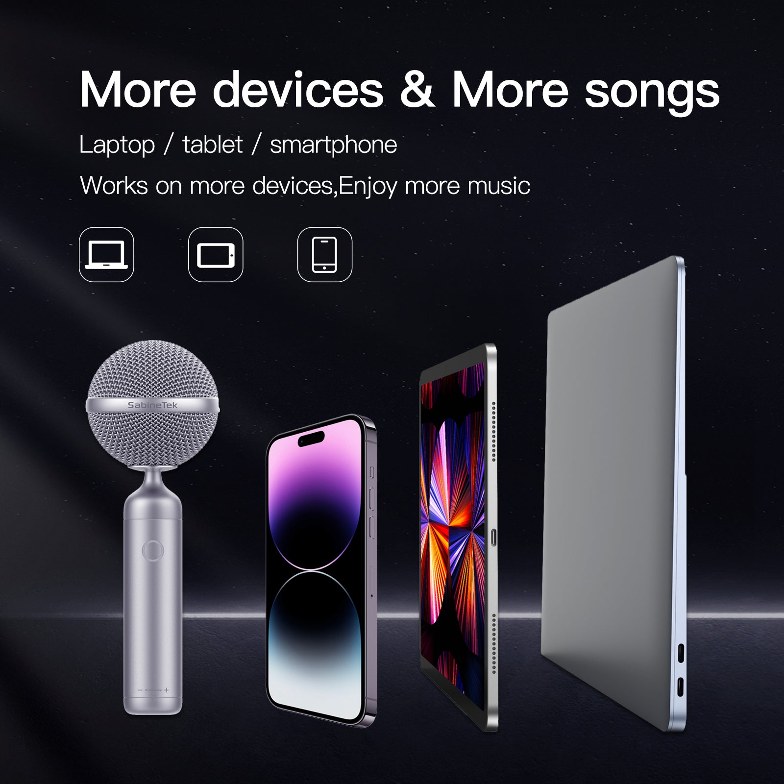 Iconic Bluetooth Karaoke Microphone, Rechargeable Microphone and Speaker  with Smartphone Holder